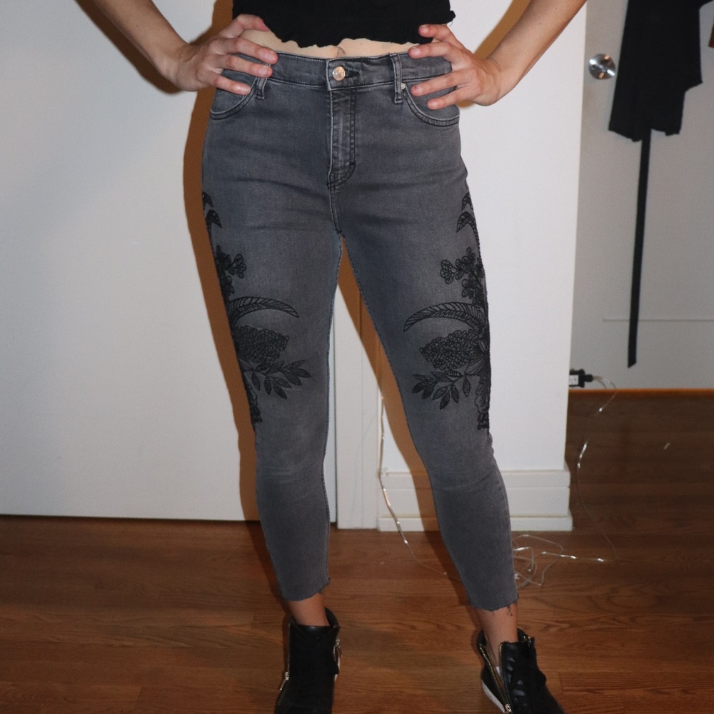 Topshop Grey Lace Jean